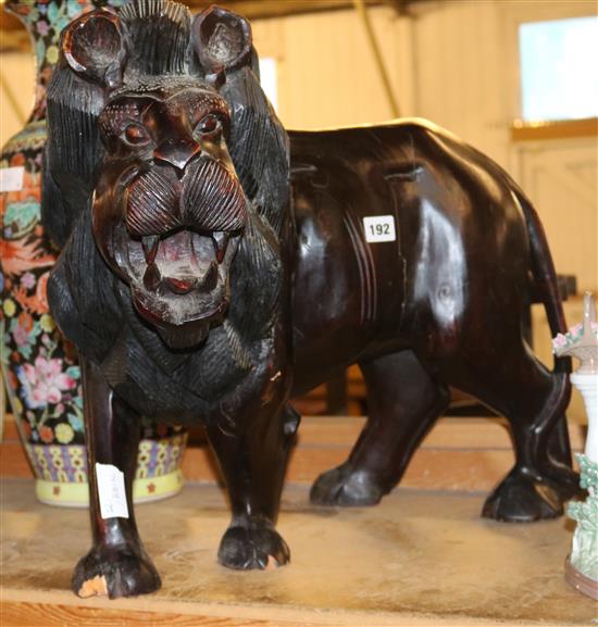 Carved hardwood lion